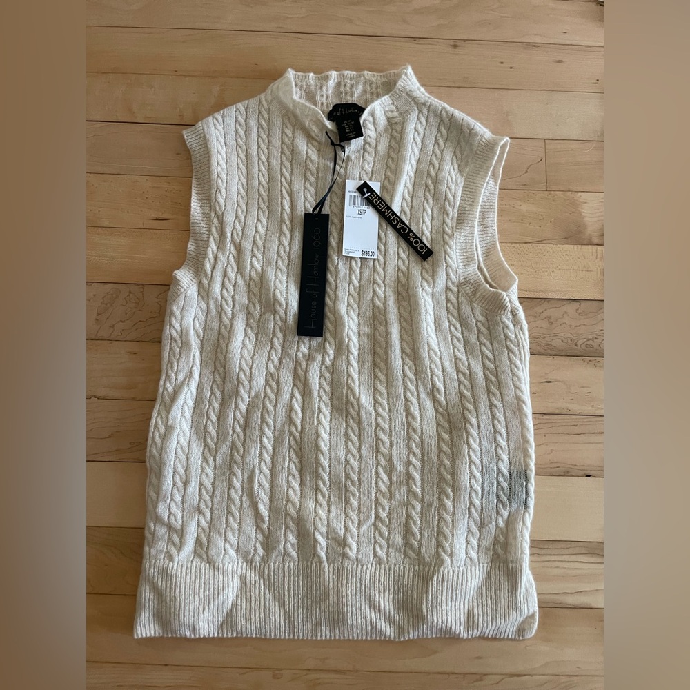 House of Harlow 1960 Cable Knit Cream Sweater Vest NEW